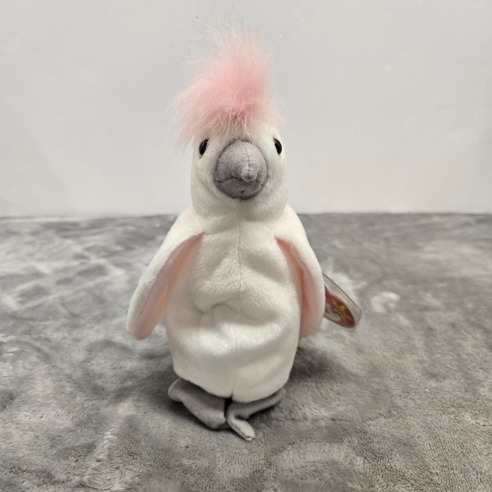 Ty Beanie Baby Kuku the Cockatoo Pink White Bird Plush Vintage 1997‎ with Tags